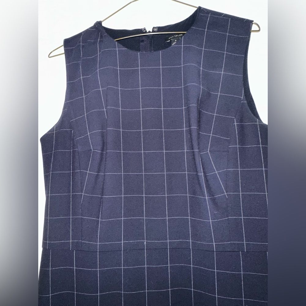 Ann Taylor Dark Blue Windowpane Sleeveless dress - Picture 3 of 7